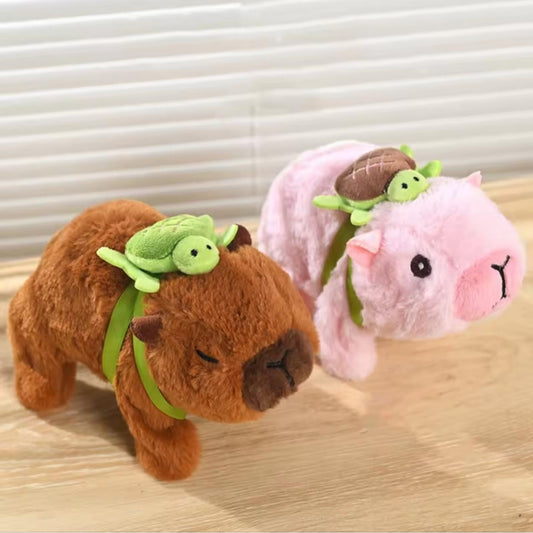 Peluche Capibara que Camina con Mochila de Tortuga