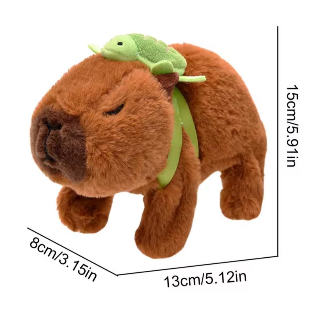 Peluche Capibara que Camina con Mochila de Tortuga