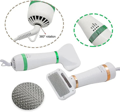 Cepillo Secador 2 en 1 para Mascotas con Temperatura Ajustable