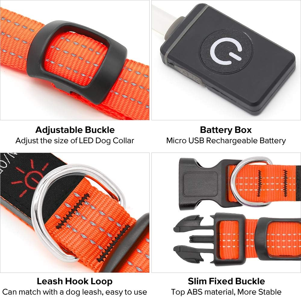 Collar LED de Seguridad Ultra Brillante y Recargable para Perros
