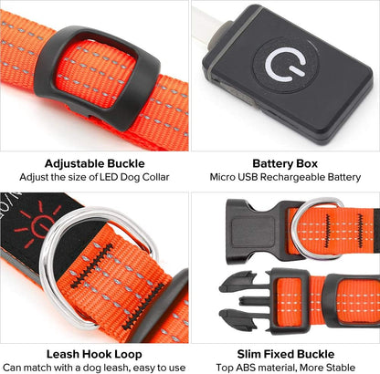 Collar LED de Seguridad Ultra Brillante y Recargable para Perros