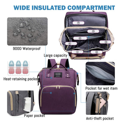 Mochila Pañalera Multifuncional con Puerto de Carga USB