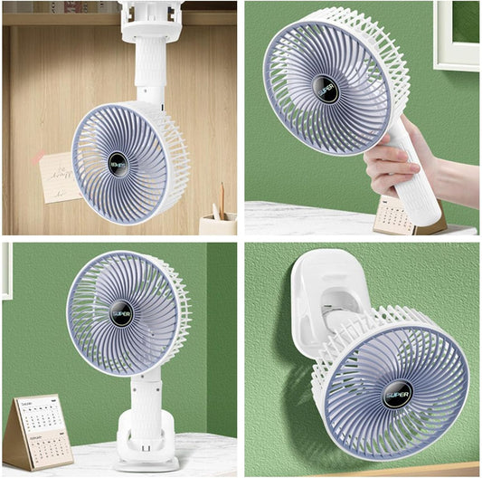 Mini Ventilador Portátil con Pinza de Agarre y Carga USB