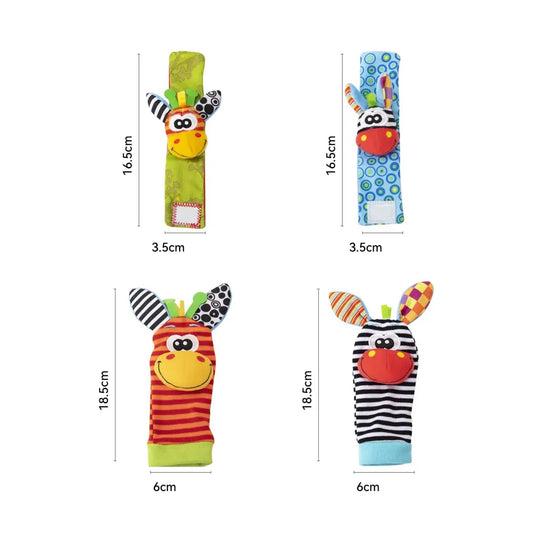 Set de Sonajeros de Estimulación Sensorial para Bebés (Calcetines y Muñequeras)